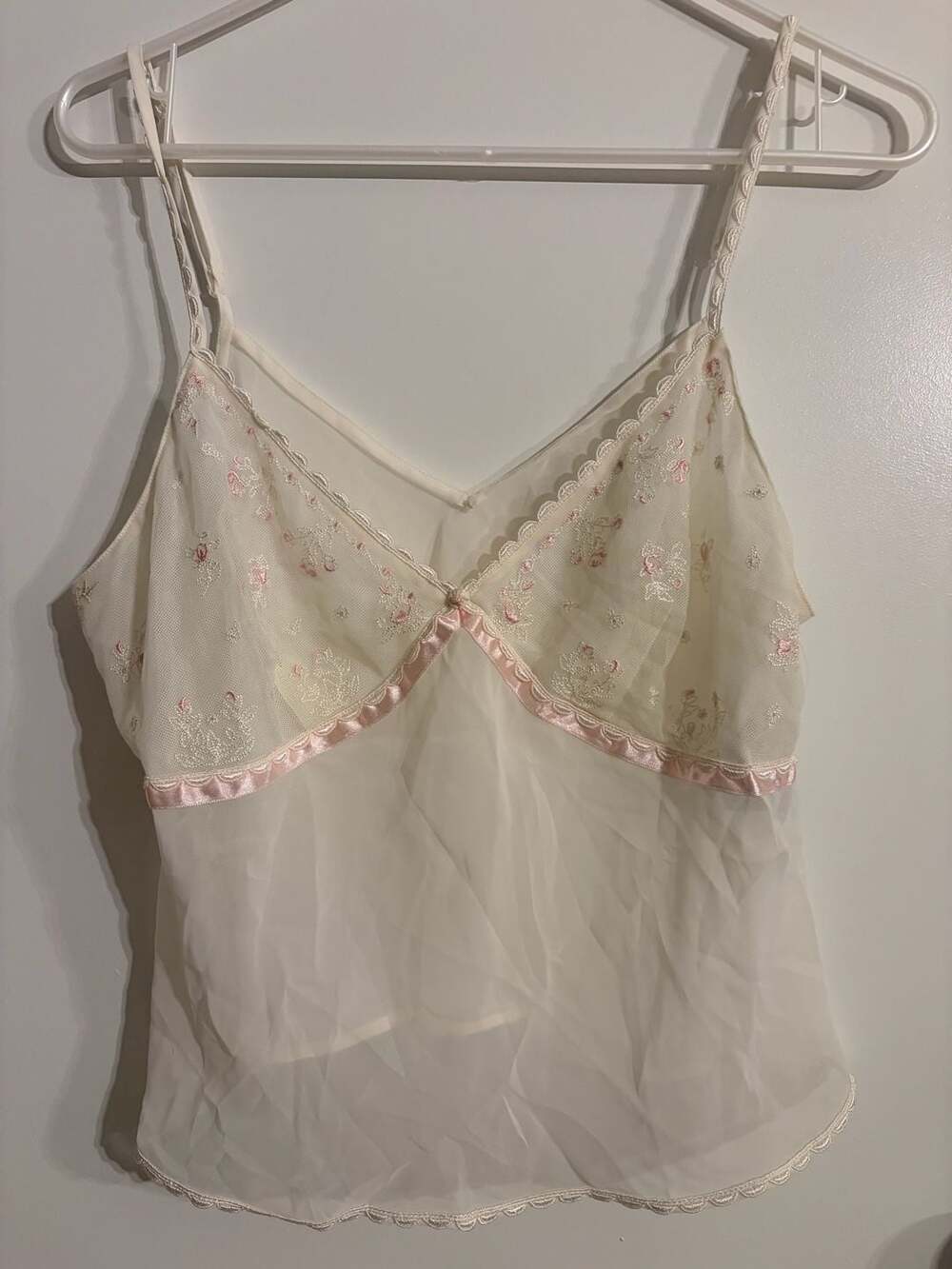 Valerie Stevens Intimates Vintage Cream Floral Embroidered Cami
